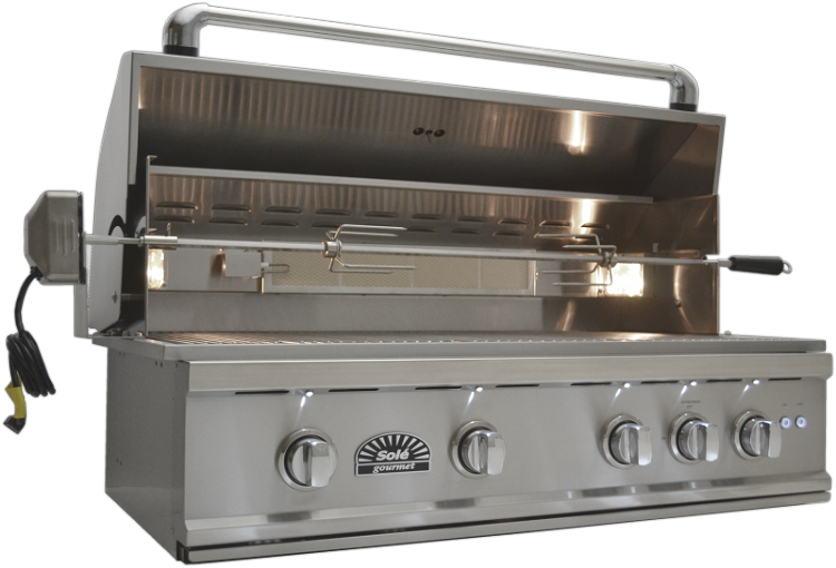 Sole 38 Inch TR Propane Gas Grill with Lights and Rotisserie