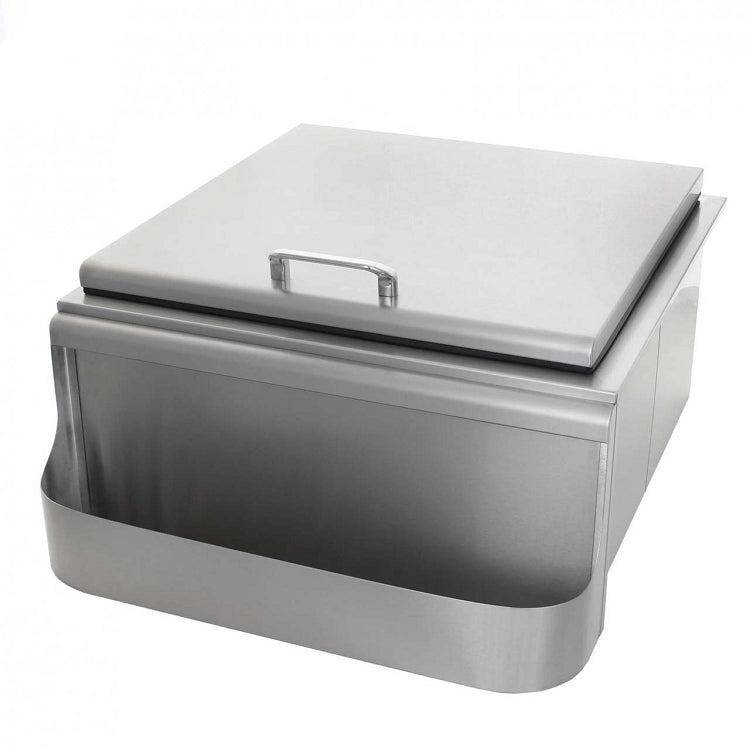 BBQ Island 25 Inch Slide-In Ice Bin Cooler With Speed Rail & Condiment Holder