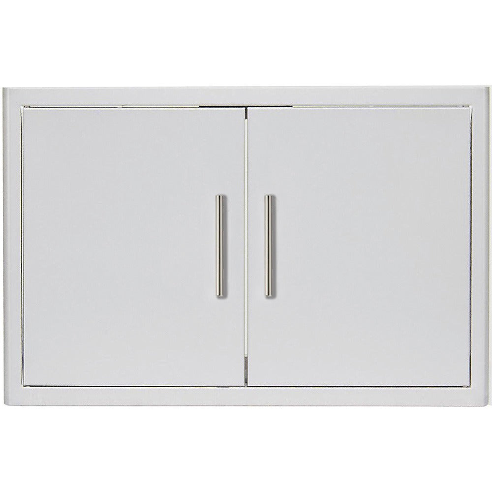 Blaze 32-inch double access door with built-in paper towel holder, featuring durable stainless steel construction for outdoor kitchen storage and convenience.