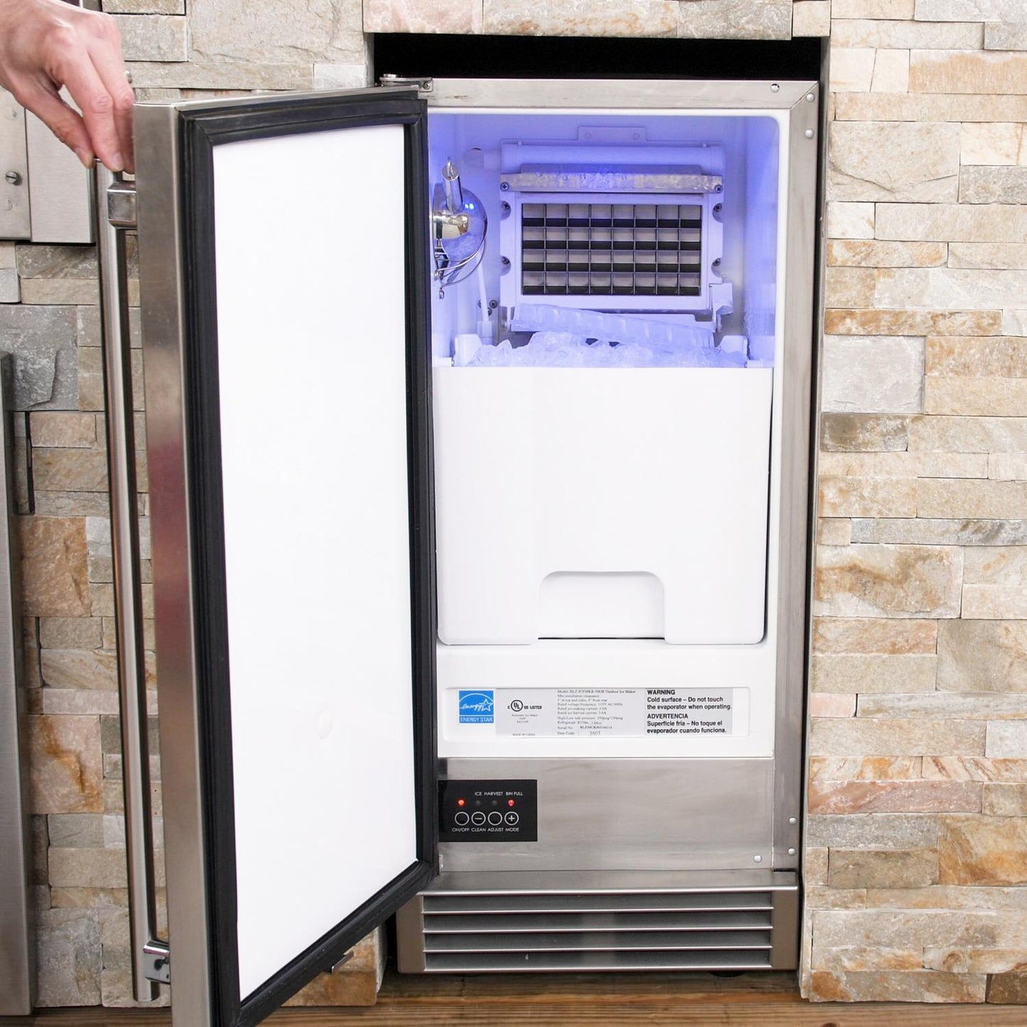 Blaze 15 Inch Outdoor Ice Maker with Gravity Drain