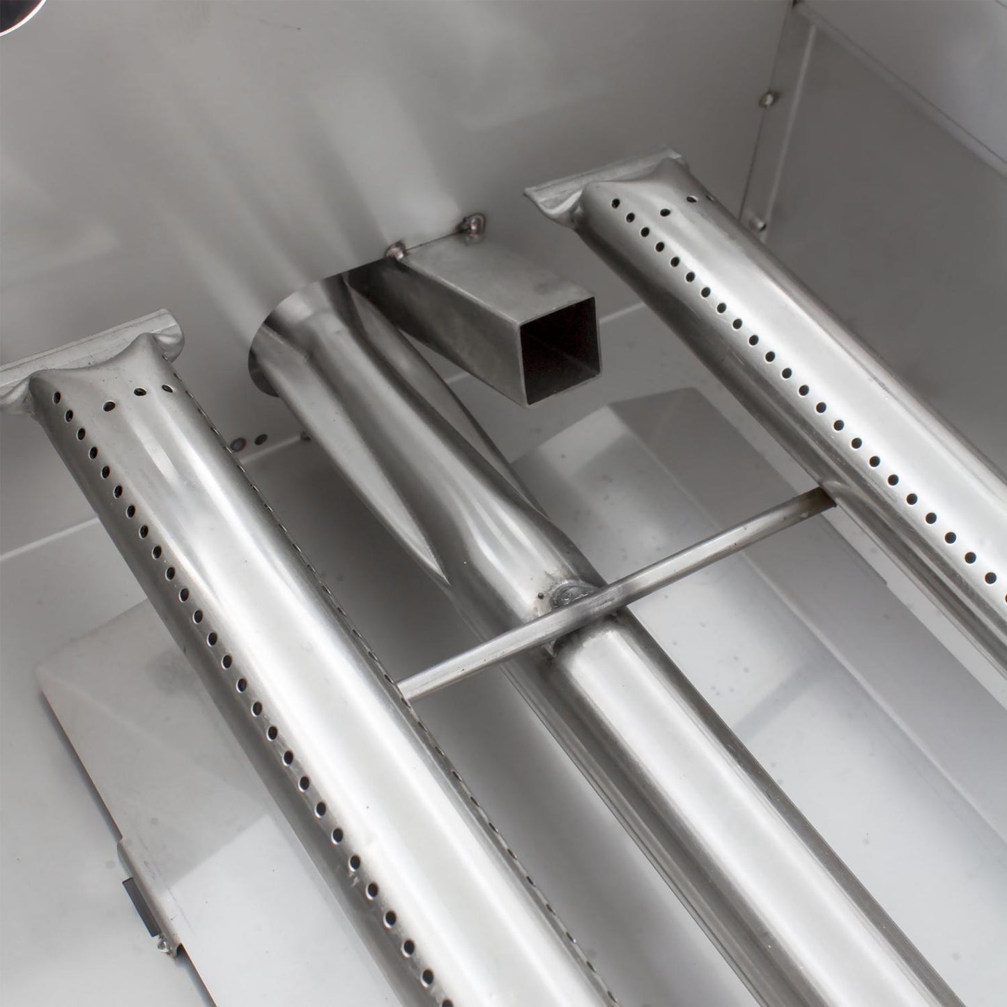 Blaze 30-inch propane gas griddle’s powerful U-shaped stainless steel burner, designed for even heat distribution across the cooking surface