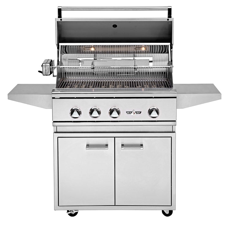 Delta Heat 32 Inch Propane Grill on Cart with Infrared Rotisserie and Sear Zone