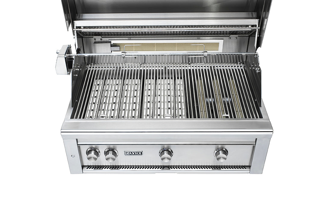 Lynx 36 Inch Professional Propane Gas Grill w/Trident Burner and Rotisserie on Cart