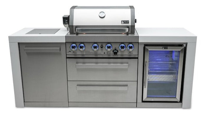 Mont Alpi 4 Burner Deluxe Island with Fridge Cabinet - MAi400-DFC