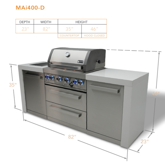 Mont Alpi 4 Burner Deluxe Island - MAi400-D