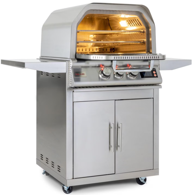 Blaze 26-Inch Outdoor Pizza Oven With Rotisserie On Cart - Natural Gas