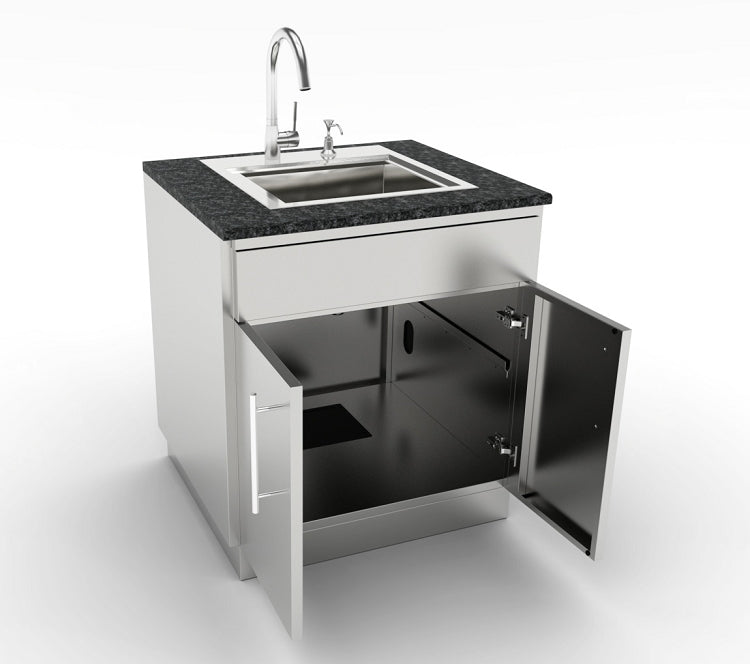 Sunstone 30 Inch Double Door Base Cabinet w/Shelf & False Top Panel