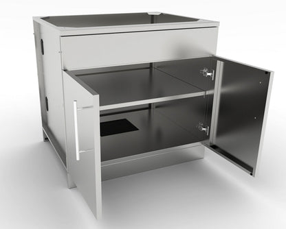 Sunstone 36 Inch Double Door Base Cabinet w/Shelf & False Top Panel