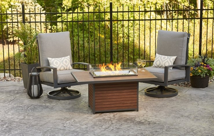 Kenwood Rectangular Chat Height Gas Fire Pit Table