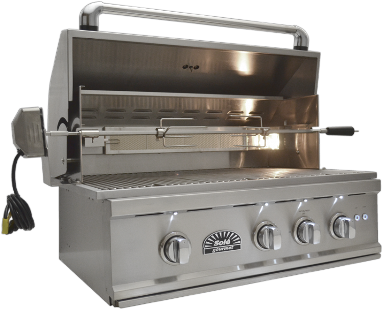 Sole 32 Inch TR Propane Gas Grill with Lights and Rotisserie