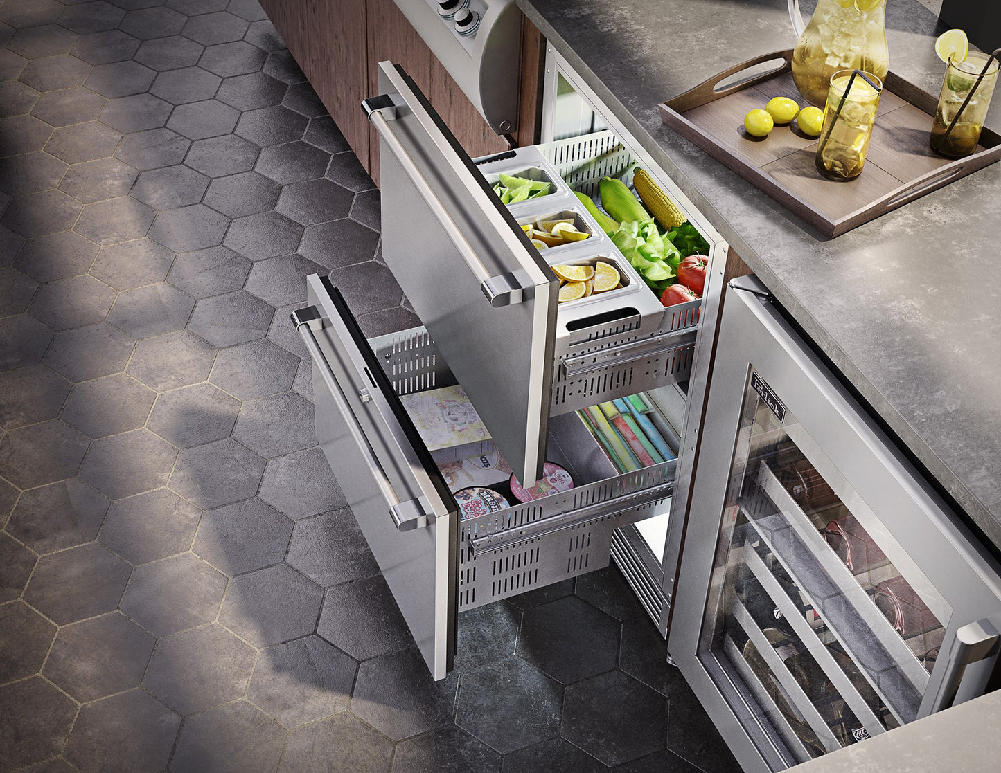 Perlick 24 Inch Signature Series Dual-Zone Refrigerator/Freezer Drawers