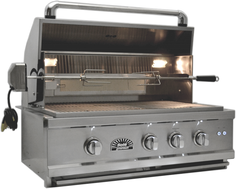 Sole 30 Inch Luxury Propane Gas Grill with Lights and Rotisserie