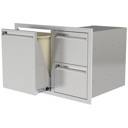 BBQ Island 350 Series - 42-Inch Door, Double Drawer & Roll-Out Trash Bin Combo