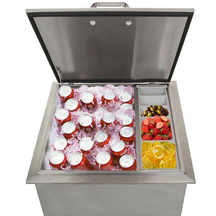 BBQ Island 260 Series - 25 Inch Drop-In Ice Bin Cooler With Condiment Tray