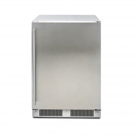 Blaze 24-inch outdoor refrigerator with durable stainless steel construction, a sleek handle, and a spacious design for outdoor kitchens.