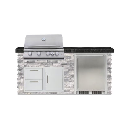 Blaze 6 Ft Island w/ 32 Inch Natural Gas LTE+ Grill & Fridge | Alaska Gray w/ Black Granite