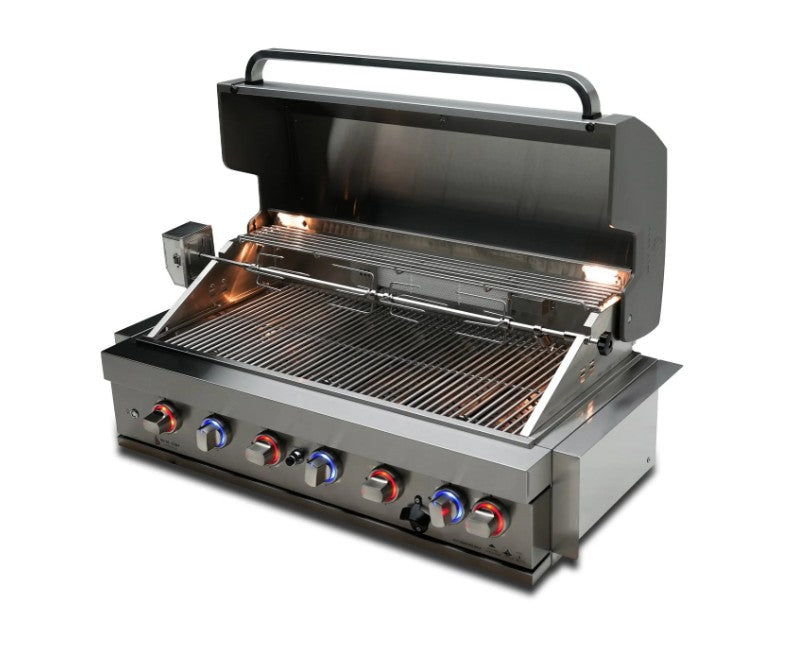 Mont Alpi 6 Burner Deluxe Island with Fridge Cabinet and XL Storage - Natural Gas