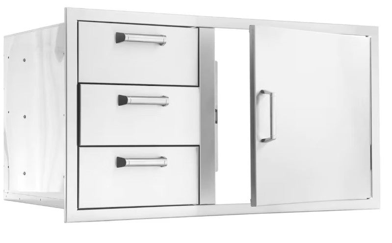BBQ Island 260 H-Series - 39 Inch Single Door 3 Drawer Combo