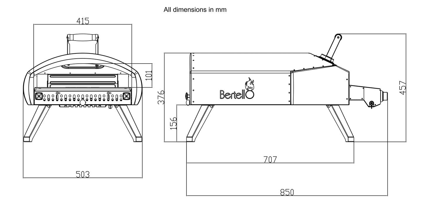 Bertello SimulFIRE 16 Inch Rotating Pizza Oven