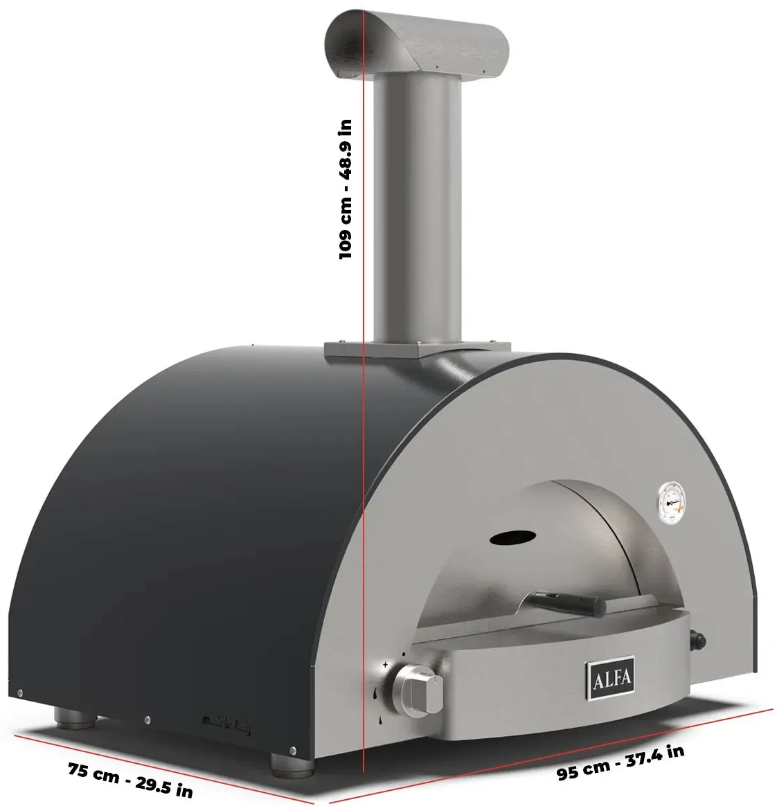 Alfa Classico '2 Pizze' Natural Gas Pizza Oven - Ardesia Grey