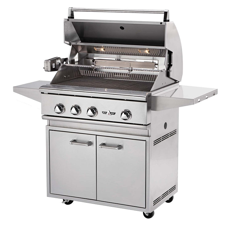 Delta Heat 38 Inch Propane Grill on Cart with Interior Lights & Rotisserie