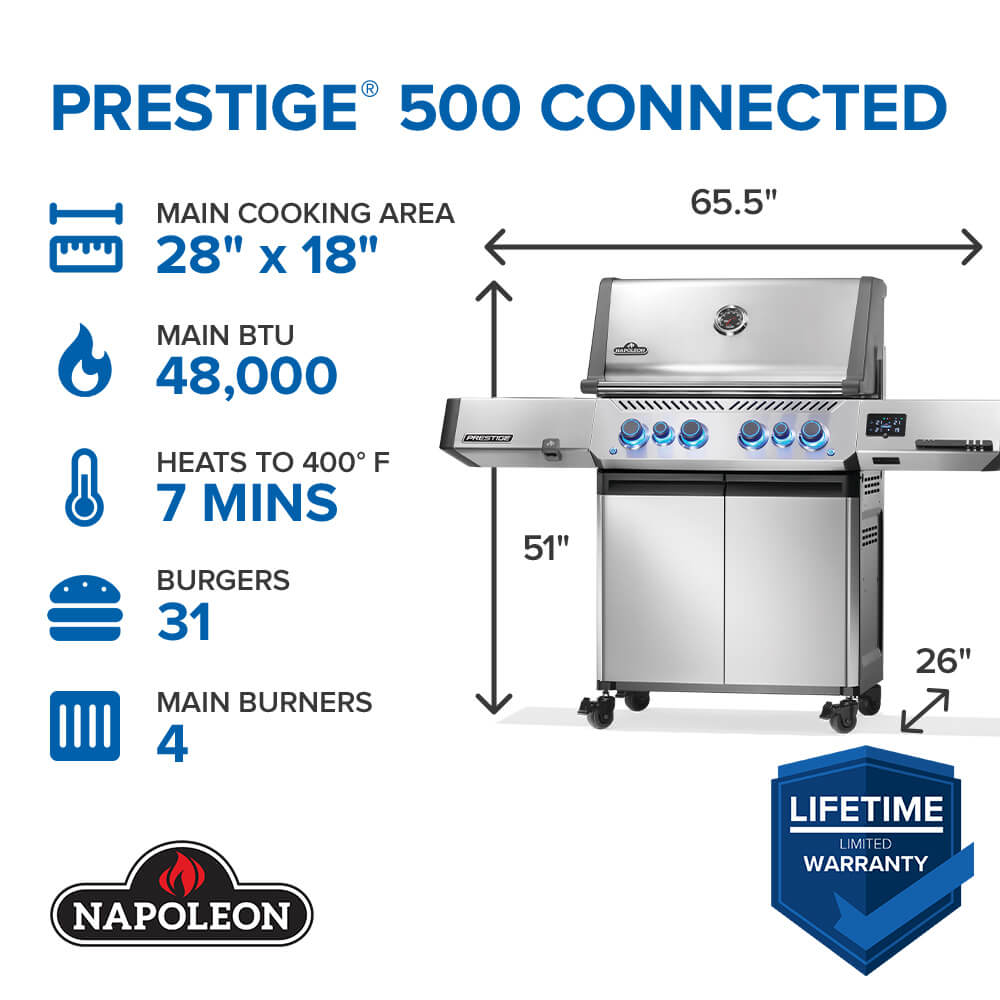 Napoleon Prestige 500 Connected RSIB Grill - Natural Gas