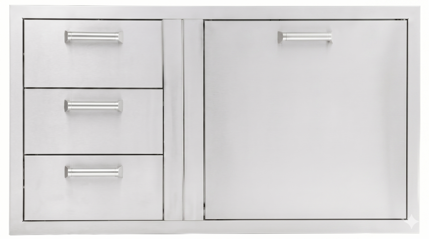 BBQ Island 260 H-Series - 39 Inch 3 Drawer and Trash/Propane Rollout on Right Combo