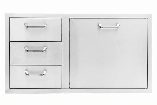 BBQ Island 260 Series - 39 Inch 3 Drawer and Trash/Propane Rollout on Right Combo