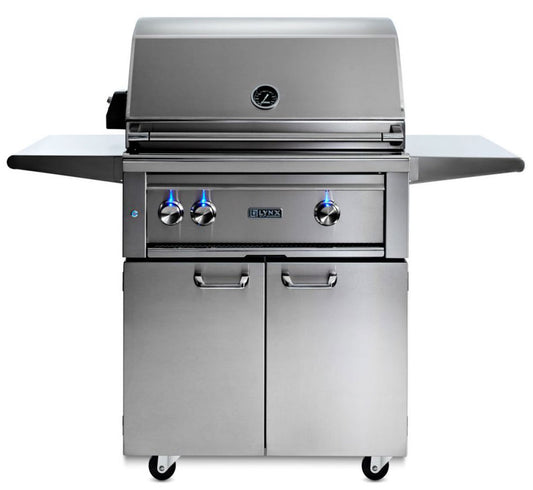 Lynx 30 Inch Professional Propane Gas Grill w/Trident Burner and Rotisserie on Cart