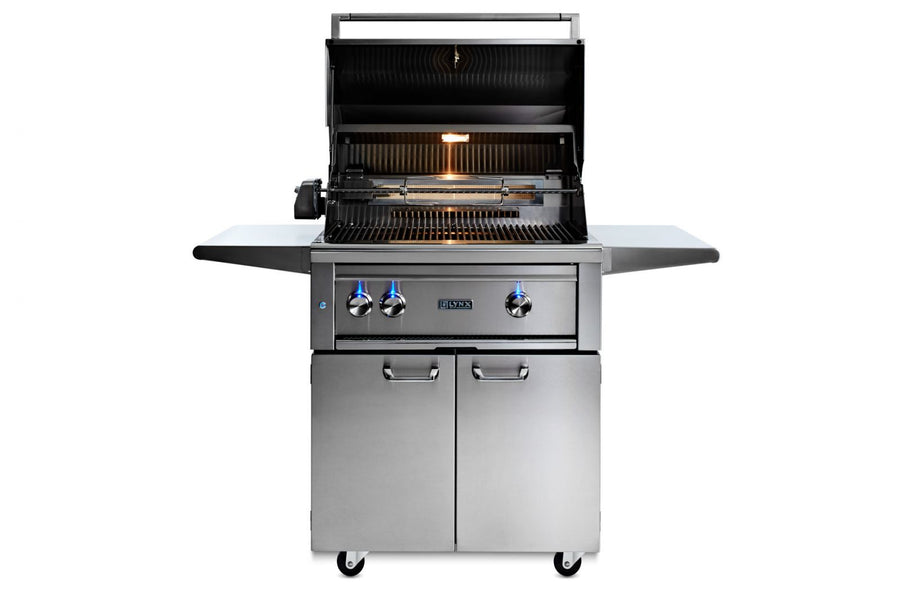 Lynx 30 Inch Professional Propane Gas Grill w/Trident Burner and Rotisserie on Cart