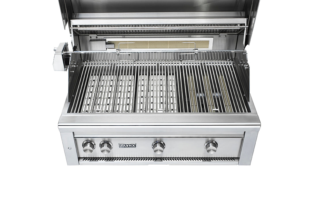Lynx 36 Inch Professional Natural Gas Grill w/Trident Burner and Rotisserie on Cart