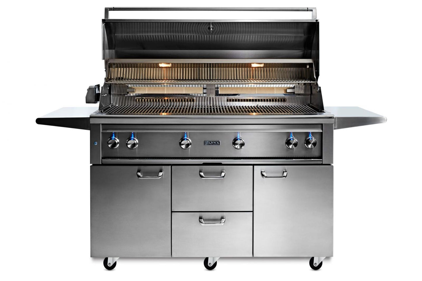 Lynx 54 Inch Professional Natural Gas Grill w/ Trident and Rotisserie on Cart
