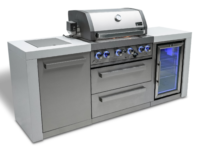 Mont Alpi 4 Burner Deluxe Island with Fridge Cabinet - MAi400-DFC - Propane