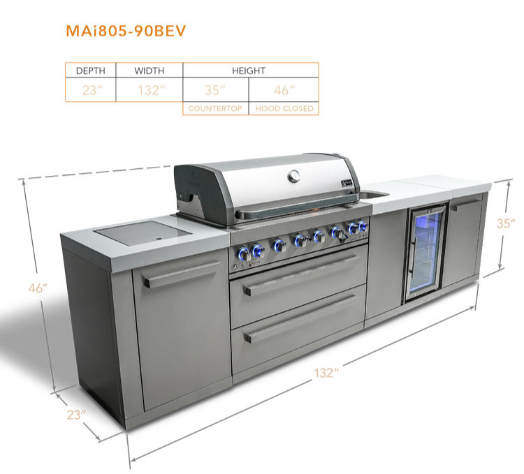 Mont Alpi 6 Burner Island with Bev Center - Natural Gas