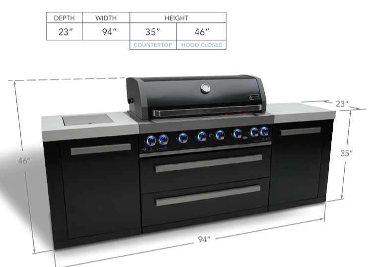 Mont Alpi 6 Burner Island Black Stainless Steel - Propane