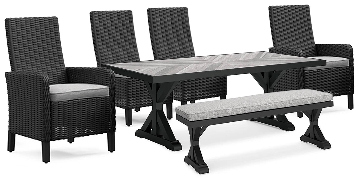 Ashley Furniture Beachcroft Outdoor Dining Table and 4 Chairs and Bench
