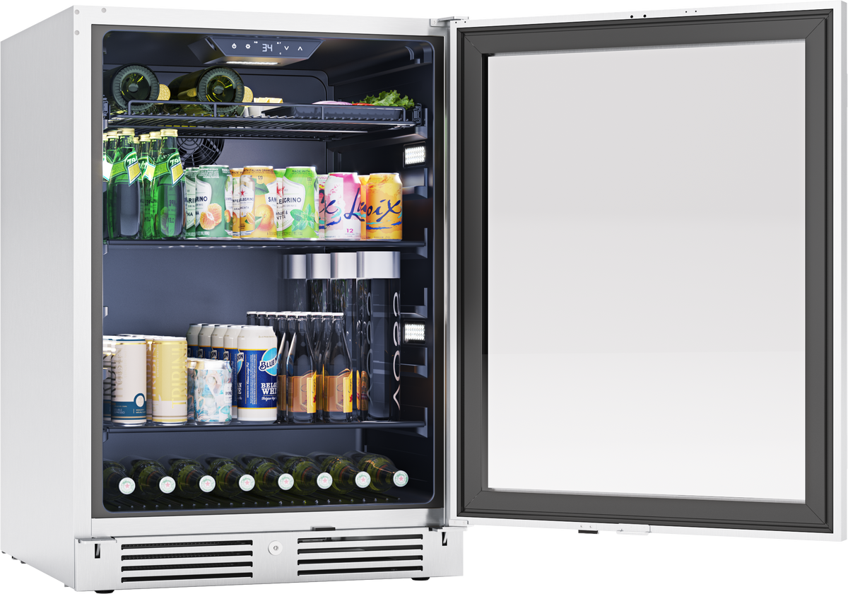 Zephyr Presrv 24 Inch Outdoor/Indoor Single Zone Beverage Cooler With Glass Door