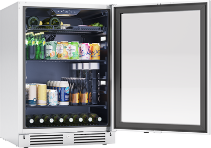 Zephyr Presrv 24 Inch Outdoor/Indoor Single Zone Beverage Cooler With Glass Door