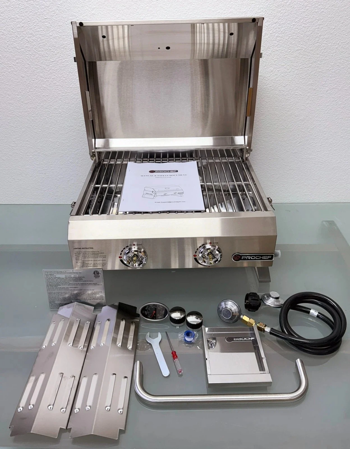 ProChef Stainless Steel Portable Propane Gas Grill  - 18" x 13"