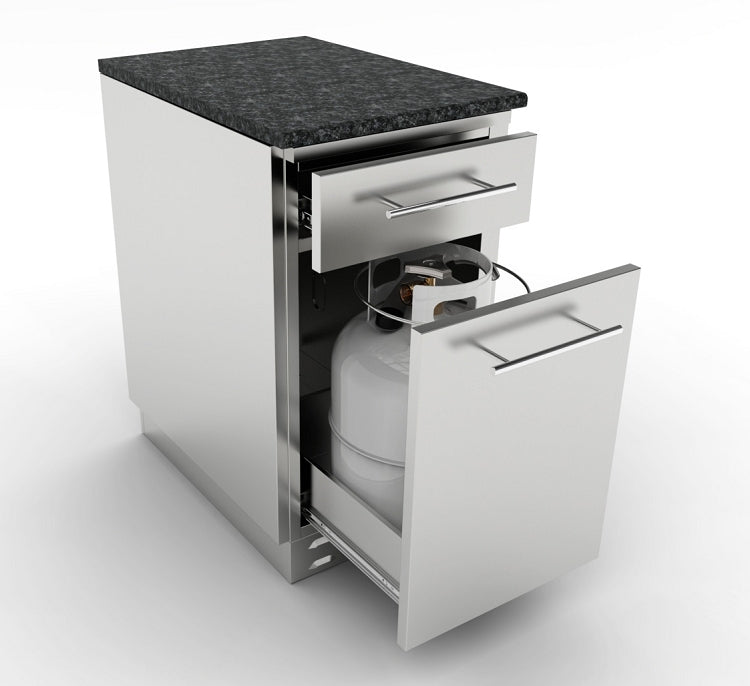 Sunstone 18 Inch Propane/Trash Drawer Combo Cabinet w/Top Drawer