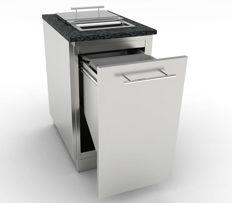 Sunstone 18 Inch Trash Drawer Cabinet w/Two Top Loading Bins