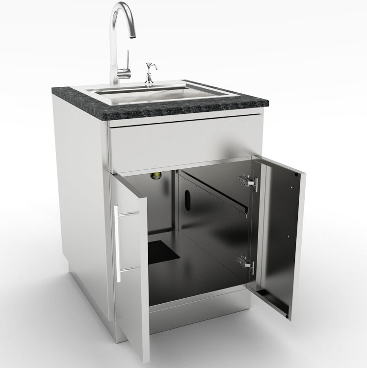 Sunstone 24 Inch Double Door Base Cabinet w/Shelf & False Top Panel