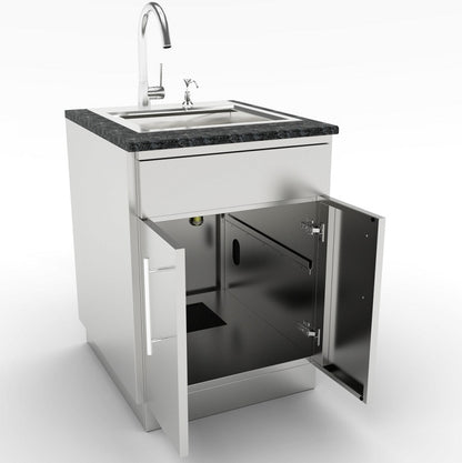 Sunstone 24 Inch Double Door Base Cabinet w/Shelf & False Top Panel