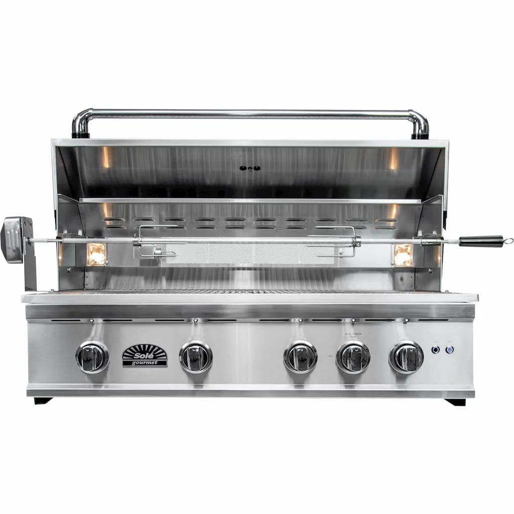 Sole 38 Inch 4-Burner TR-Series Propane Grill with Lights and Rotisserie