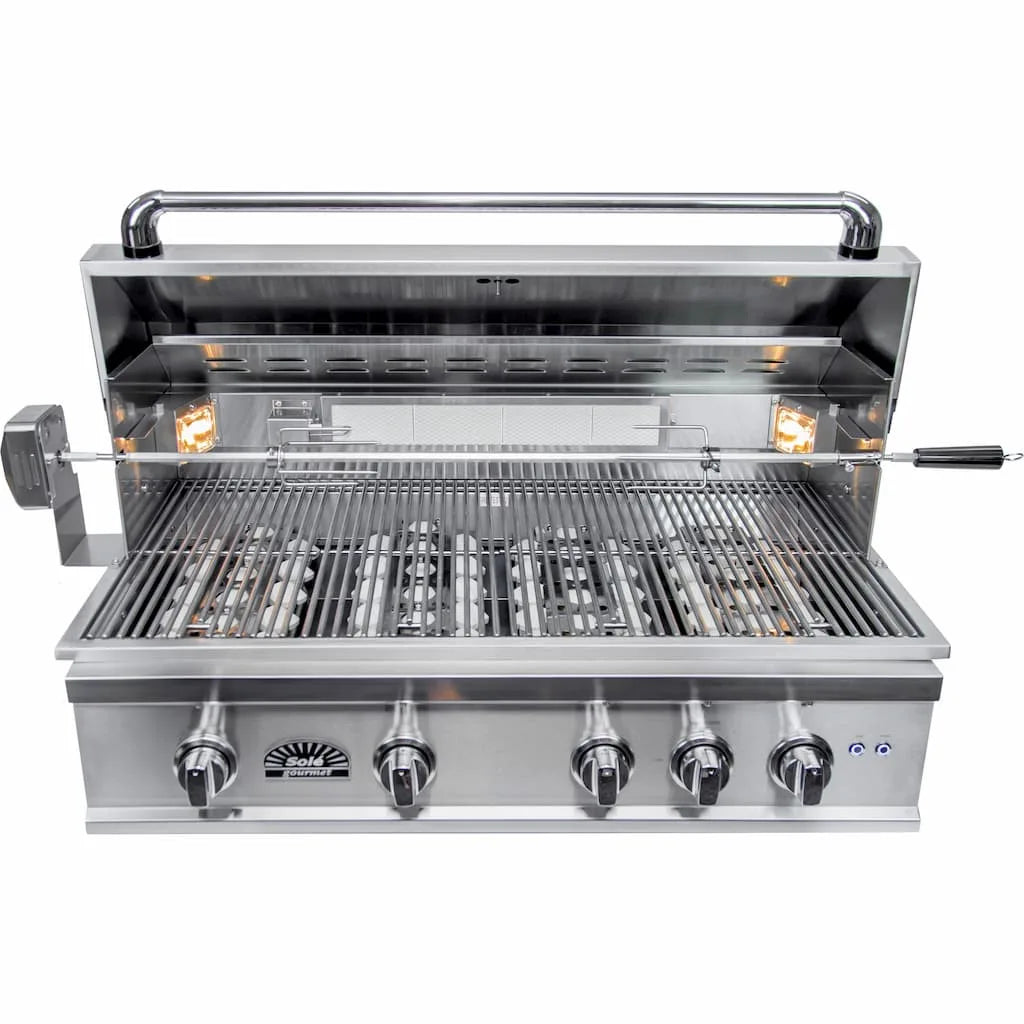 Sole 38 Inch 4-Burner TR-Series Propane Grill with Lights and Rotisserie