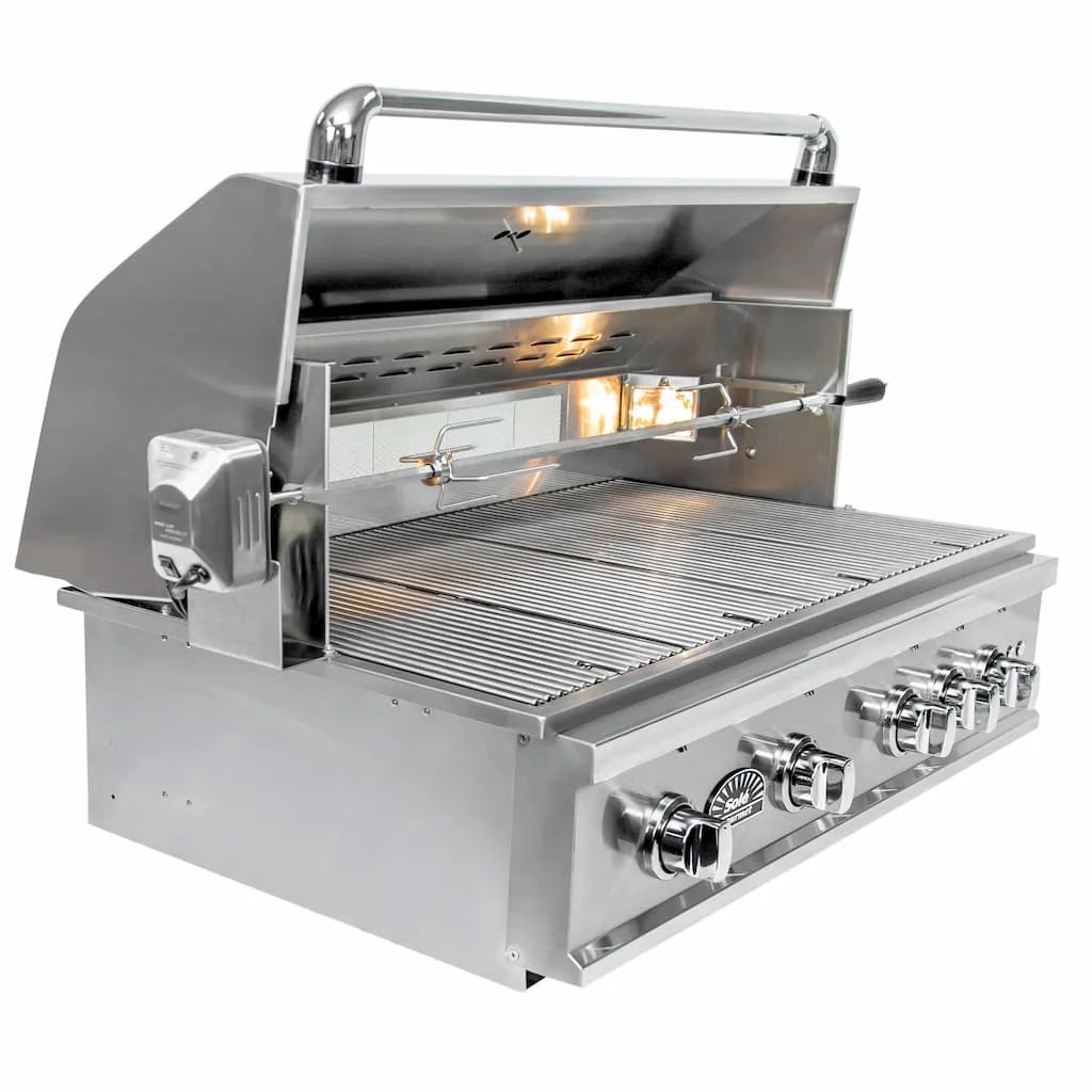 Sole 38 Inch 4-Burner TR-Series Propane Grill with Lights and Rotisserie