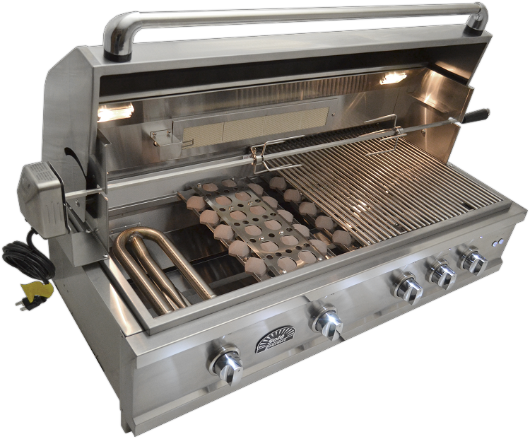 Sole 42 Inch Luxury Natural Gas Grill with Lights and Rotisserie