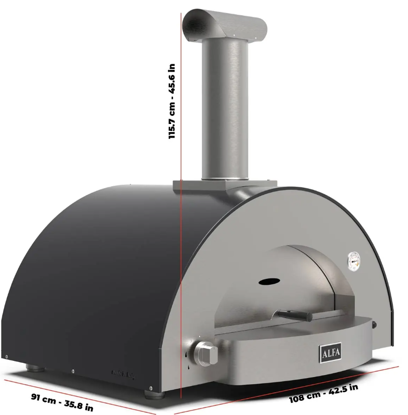 Alfa Classico '4 Pizze' Natural Gas Pizza Oven - Ardesia Grey