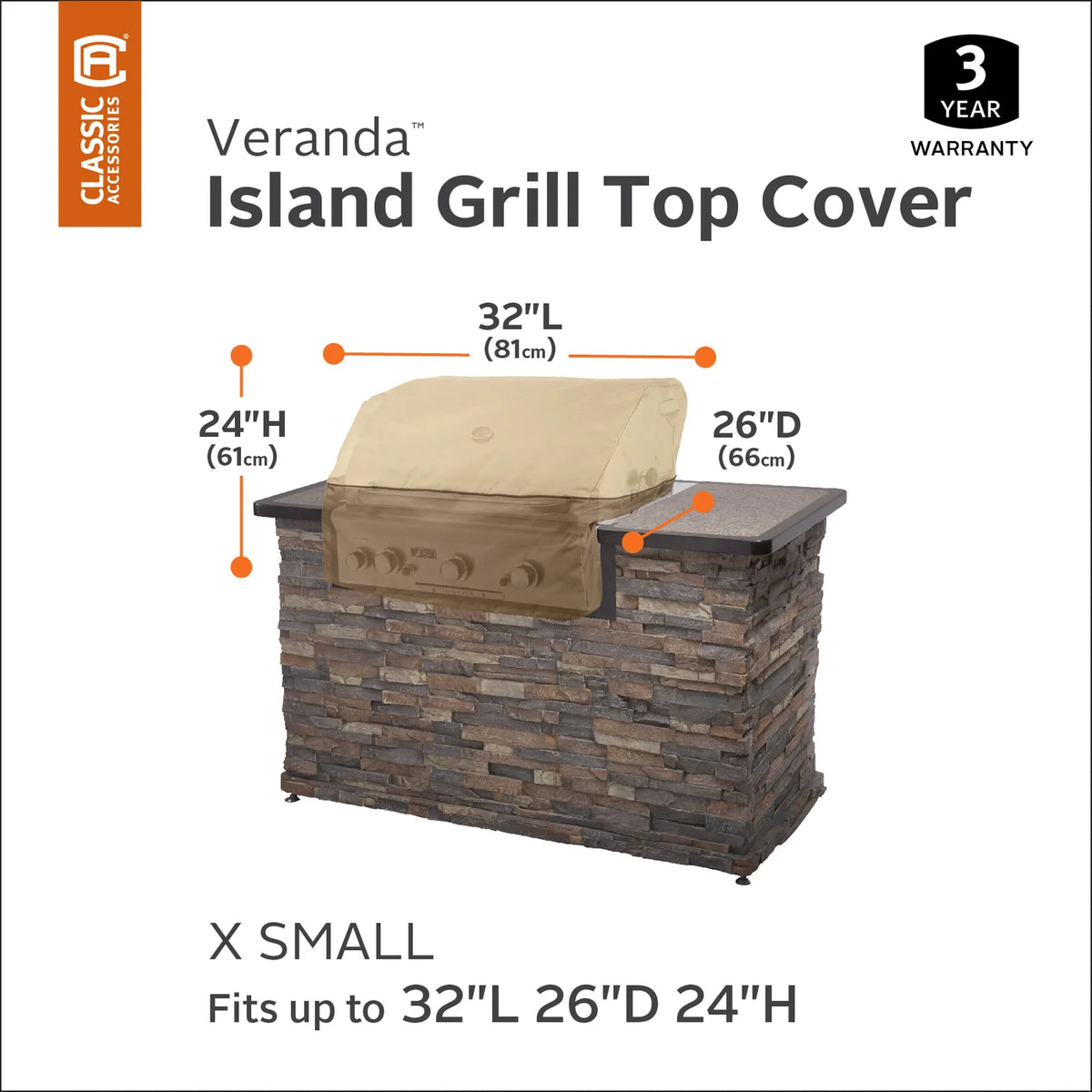BBQ Island Built In 30-32 Inch Grill Cover - Veranda Series
